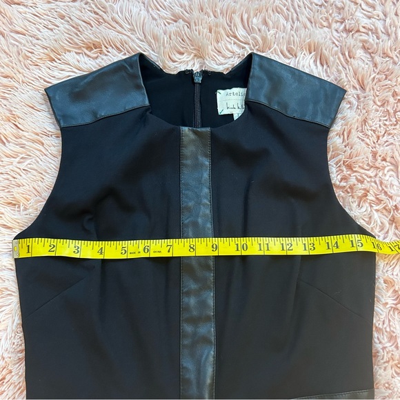 Artelier Nicole Miller black sleeveless dress with Lamb leather size 8 - Picture 6 of 8